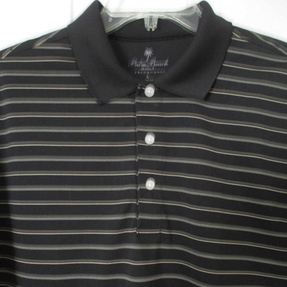 Palm Beach Golf Mens S/S Black Polo Shirt - Size Large